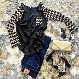 NWT Black and Gold Blouse